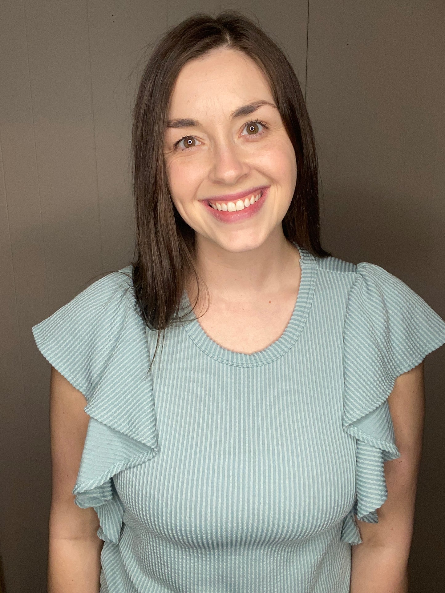 Ribbed Ruffle Sleeve Top