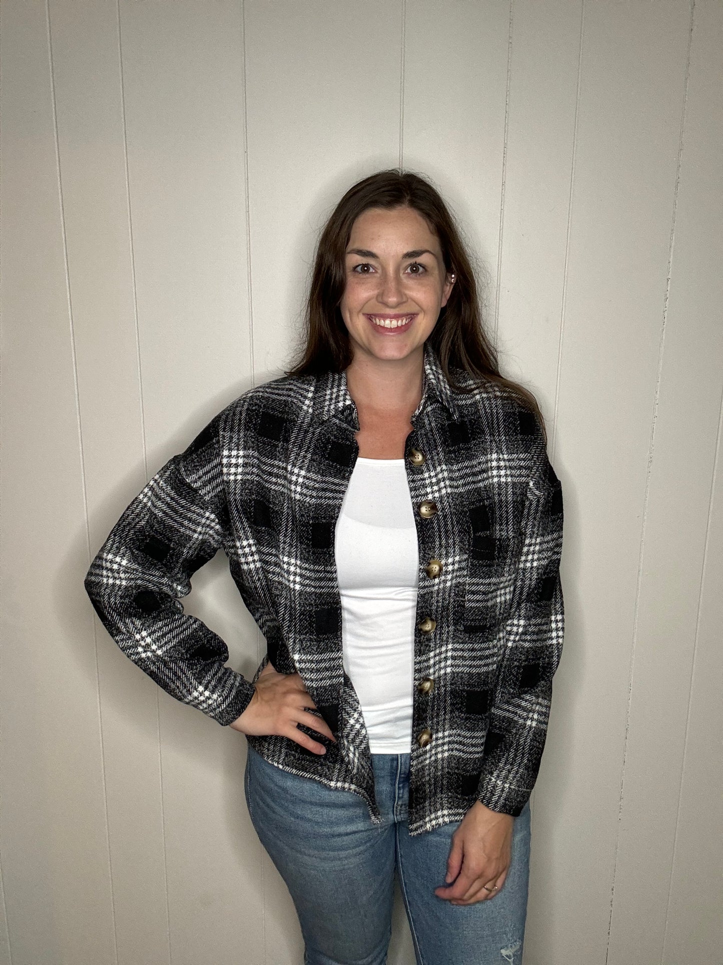 Button Up Plaid Shacket
