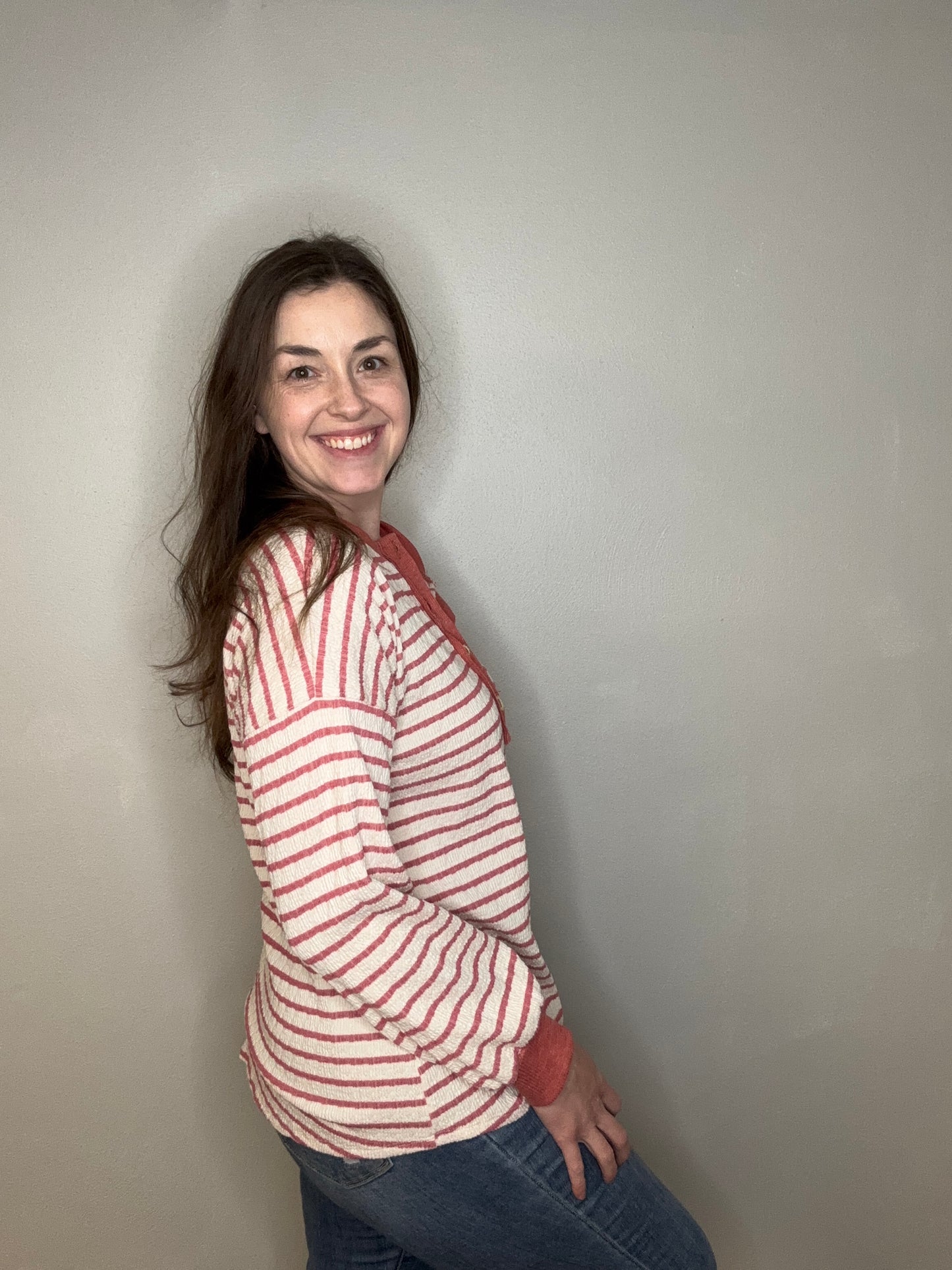 Stripe Button Detail Top