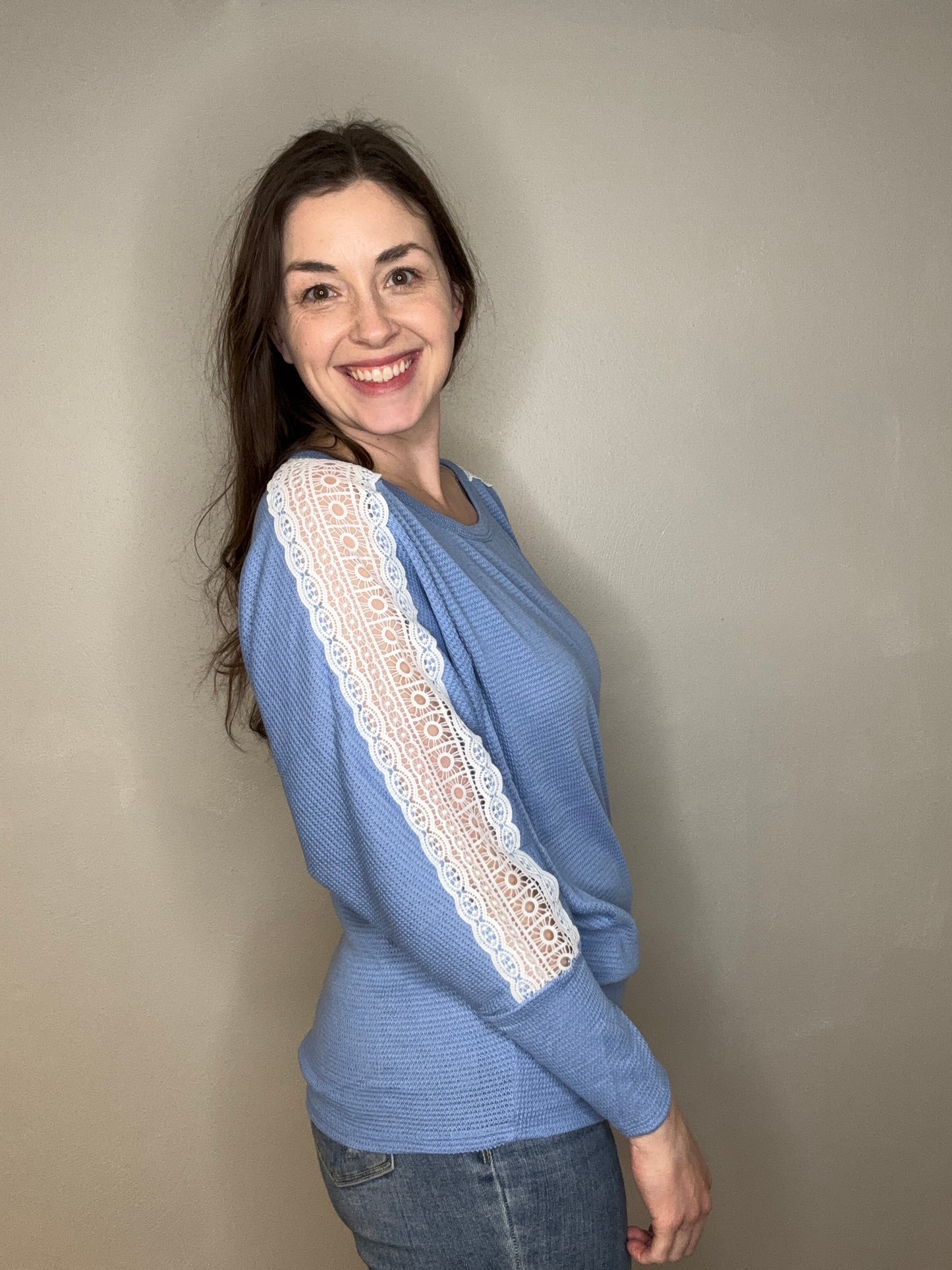 Dolman with Lace Detail on Sleeve
