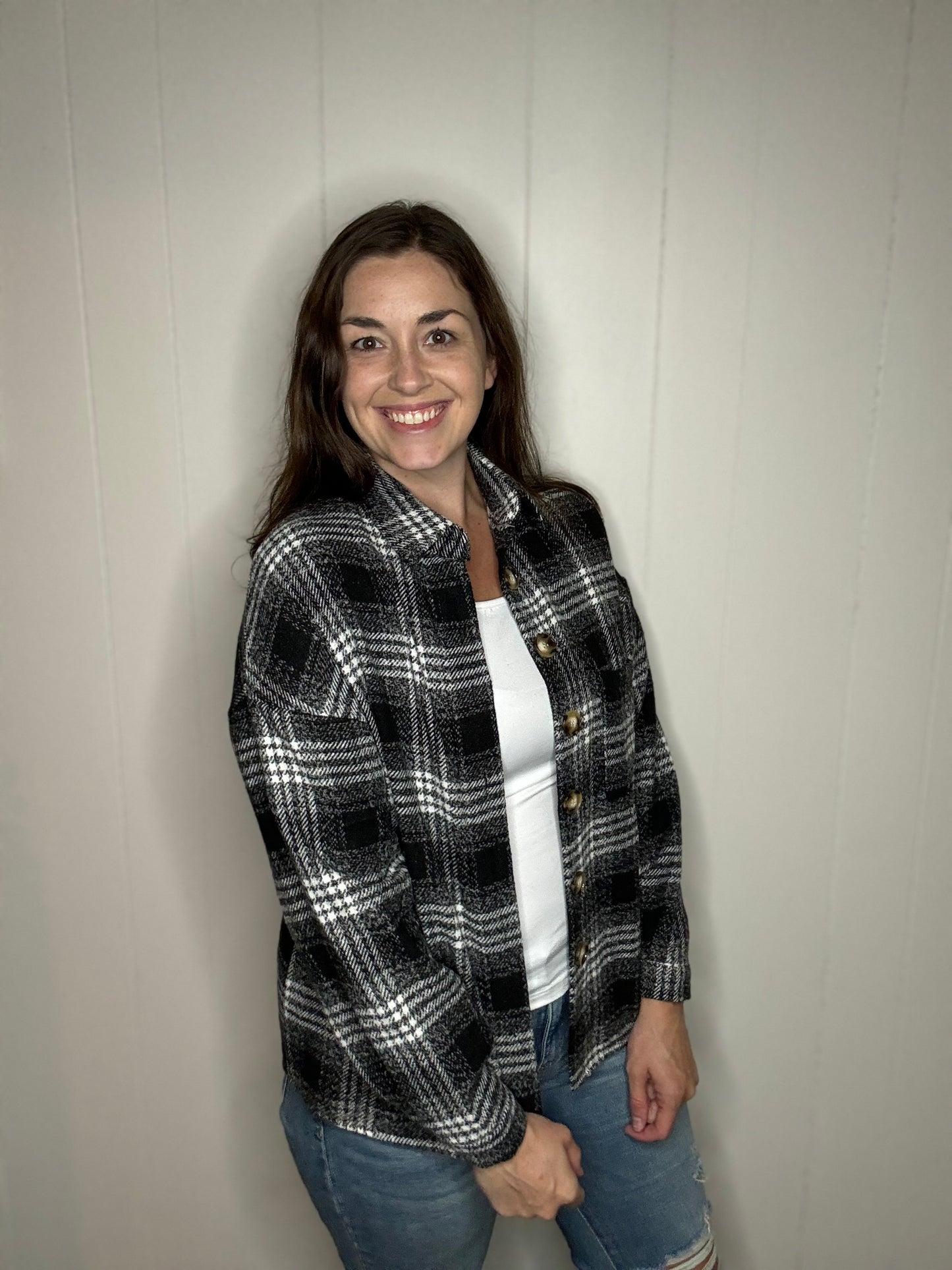 Button Up Plaid Shacket