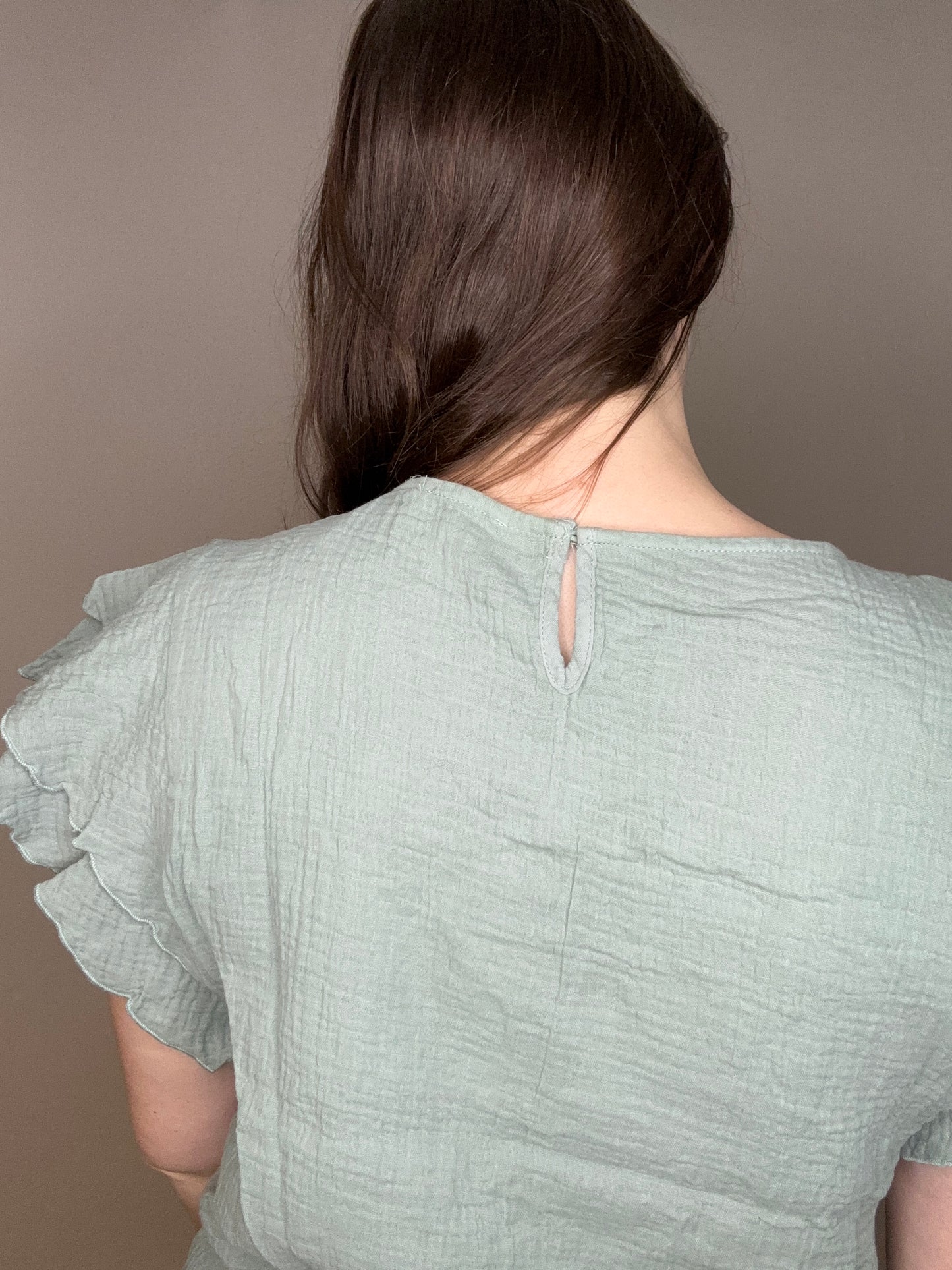 Ruffle Sleeve Gauze Top