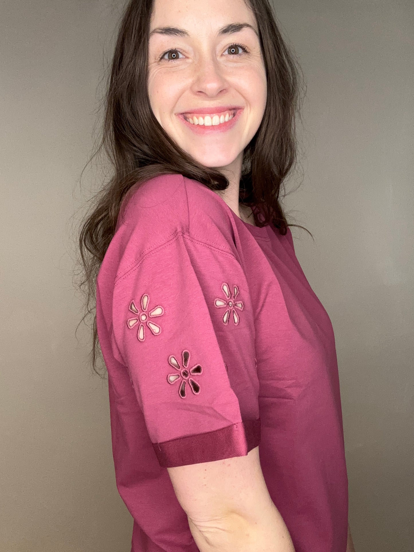 Floral Laser Cut Sleeve Top