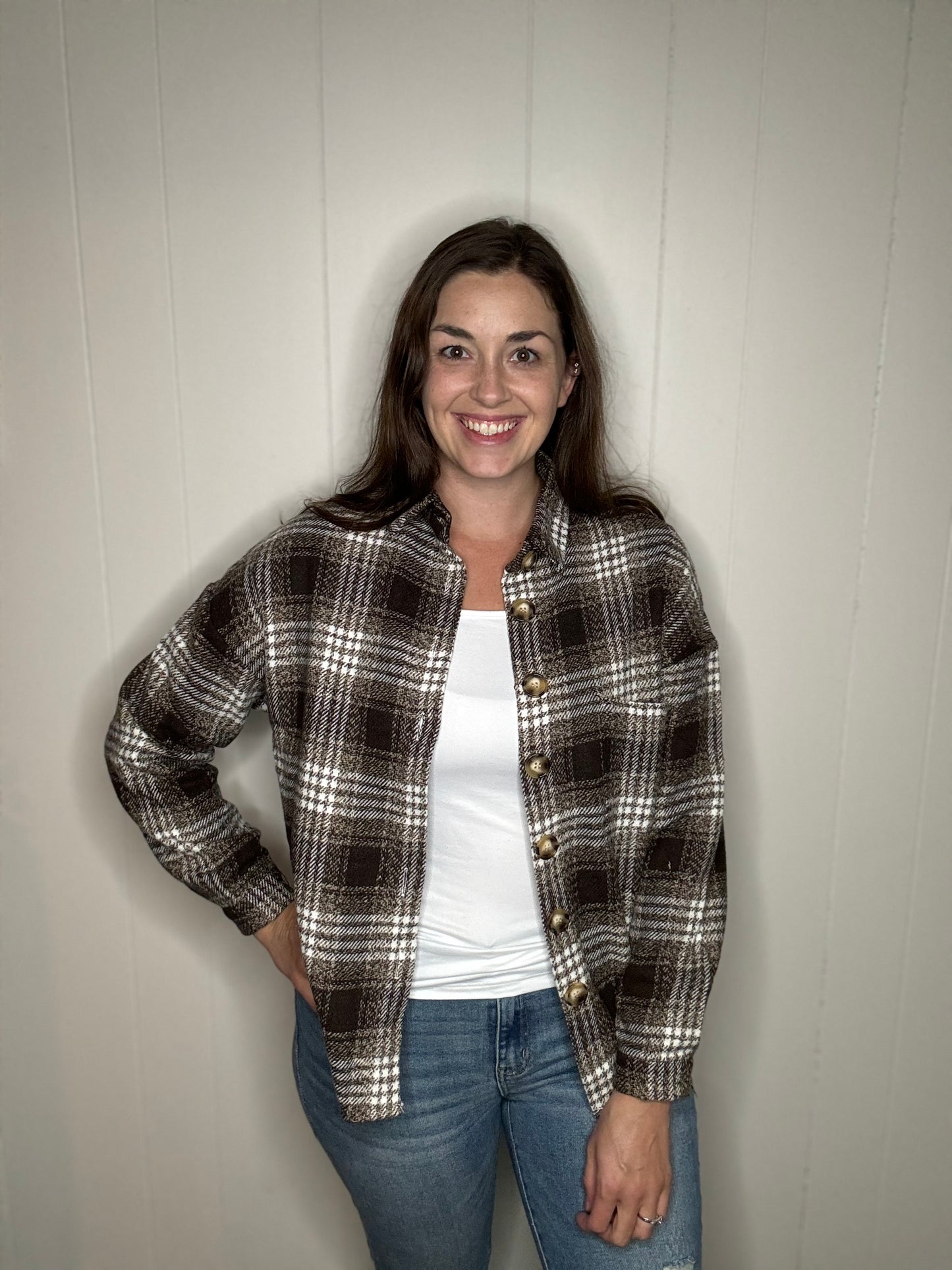 Button Up Plaid Shacket