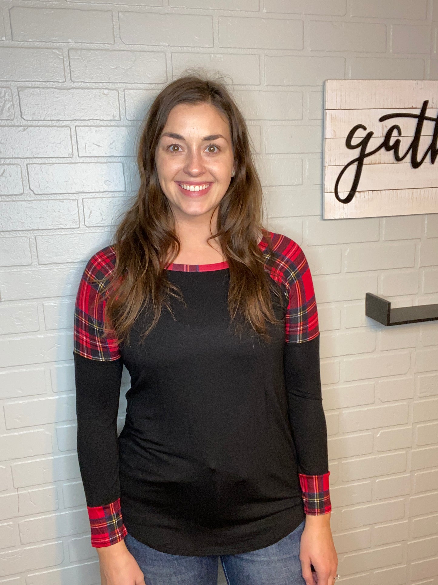 Plaid Raglan Top