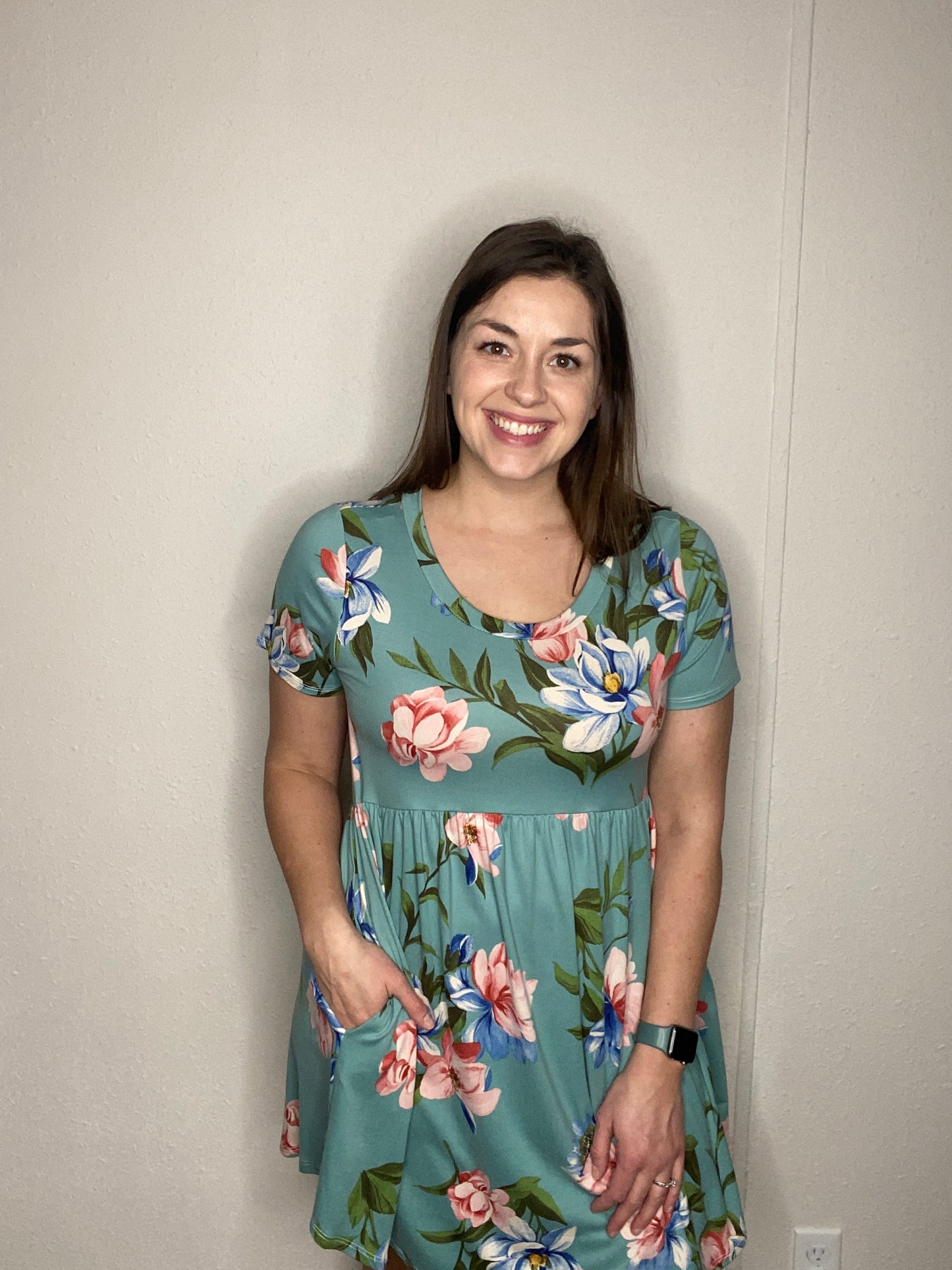 Floral Pocketed Babydoll Dress