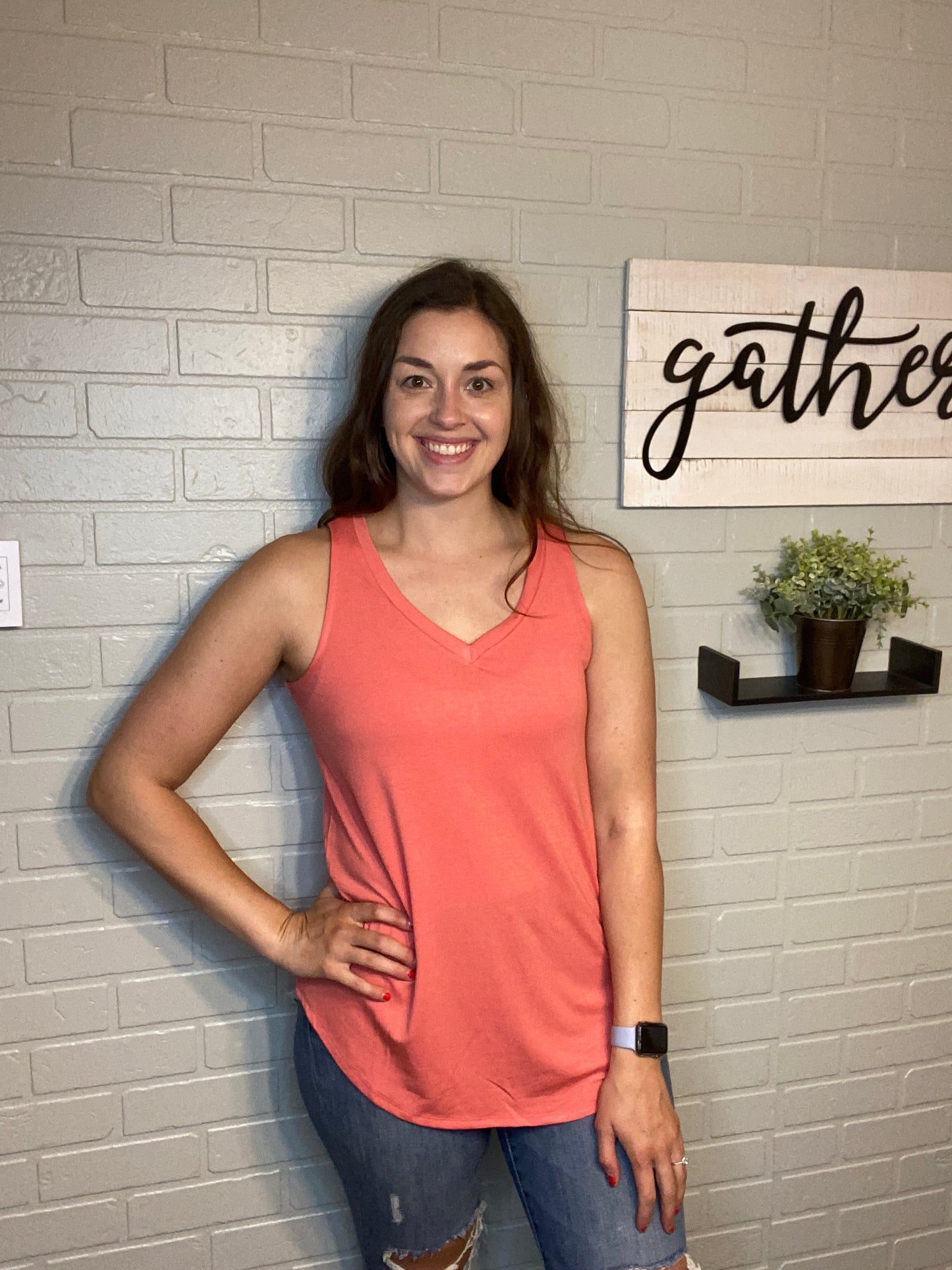 V Neck Solid Tank