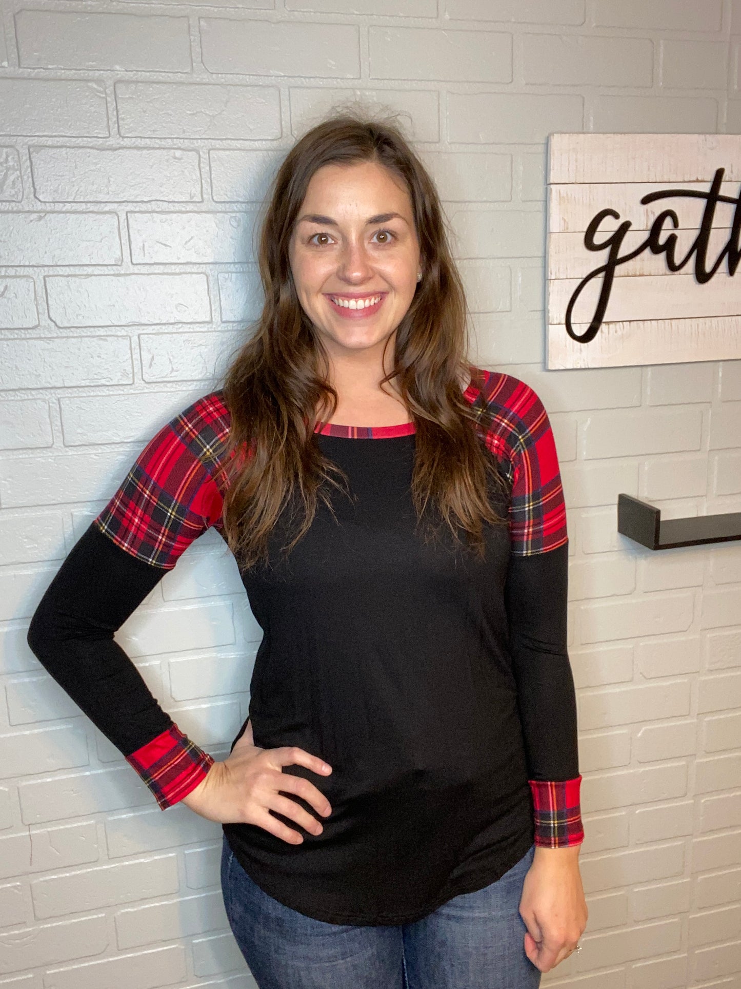 Plaid Raglan Top