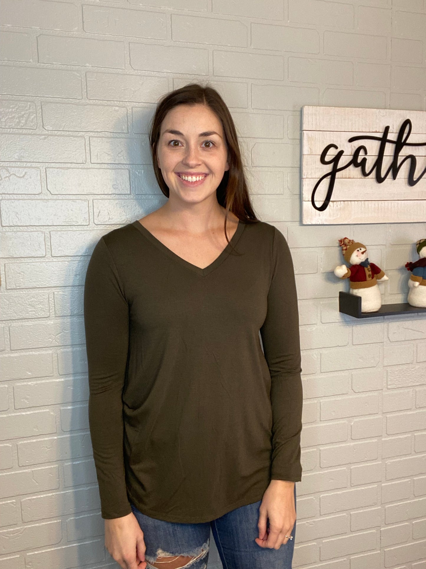V Neck Long Sleeve