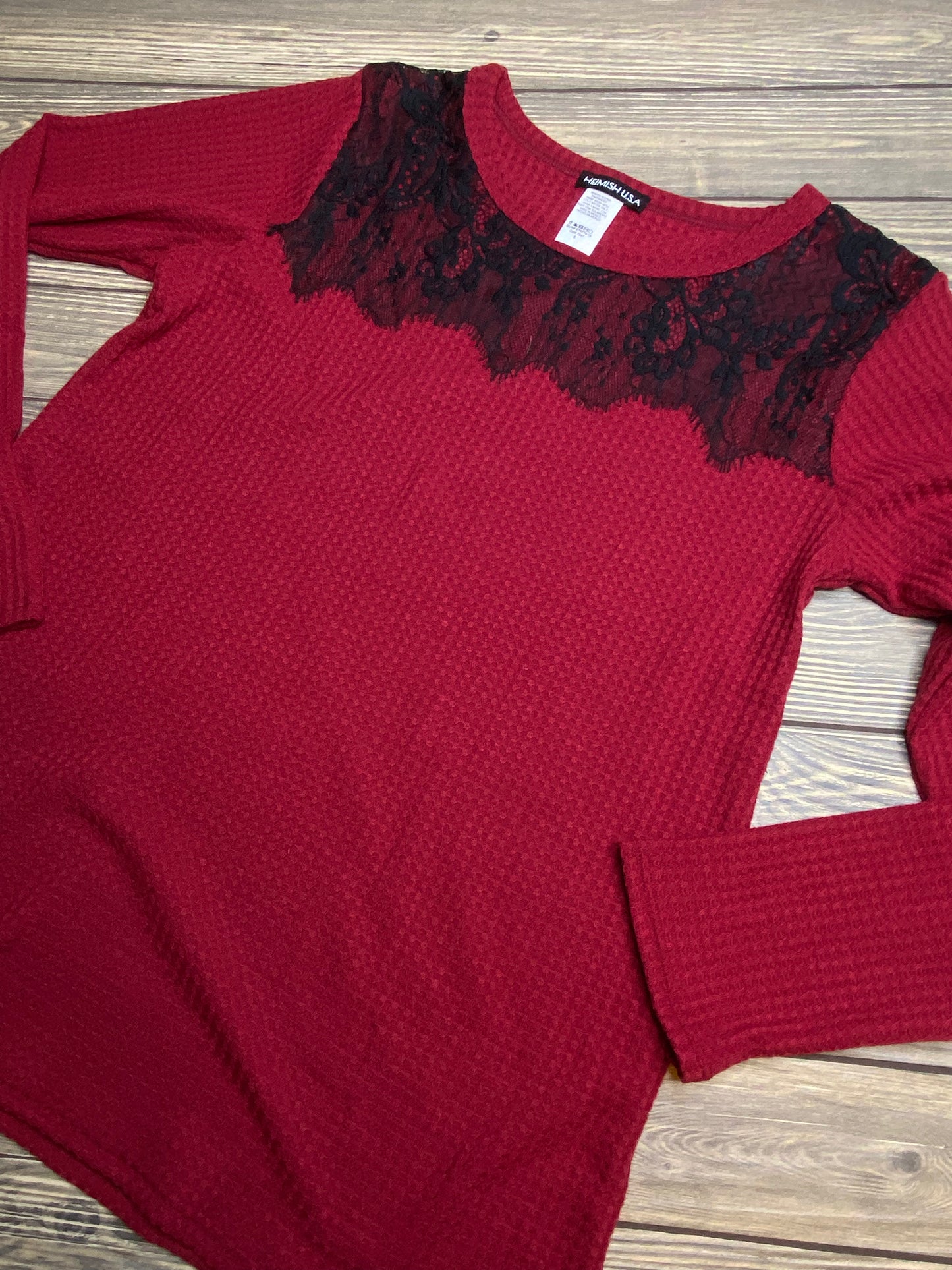 Lace Detail Waffle Knit