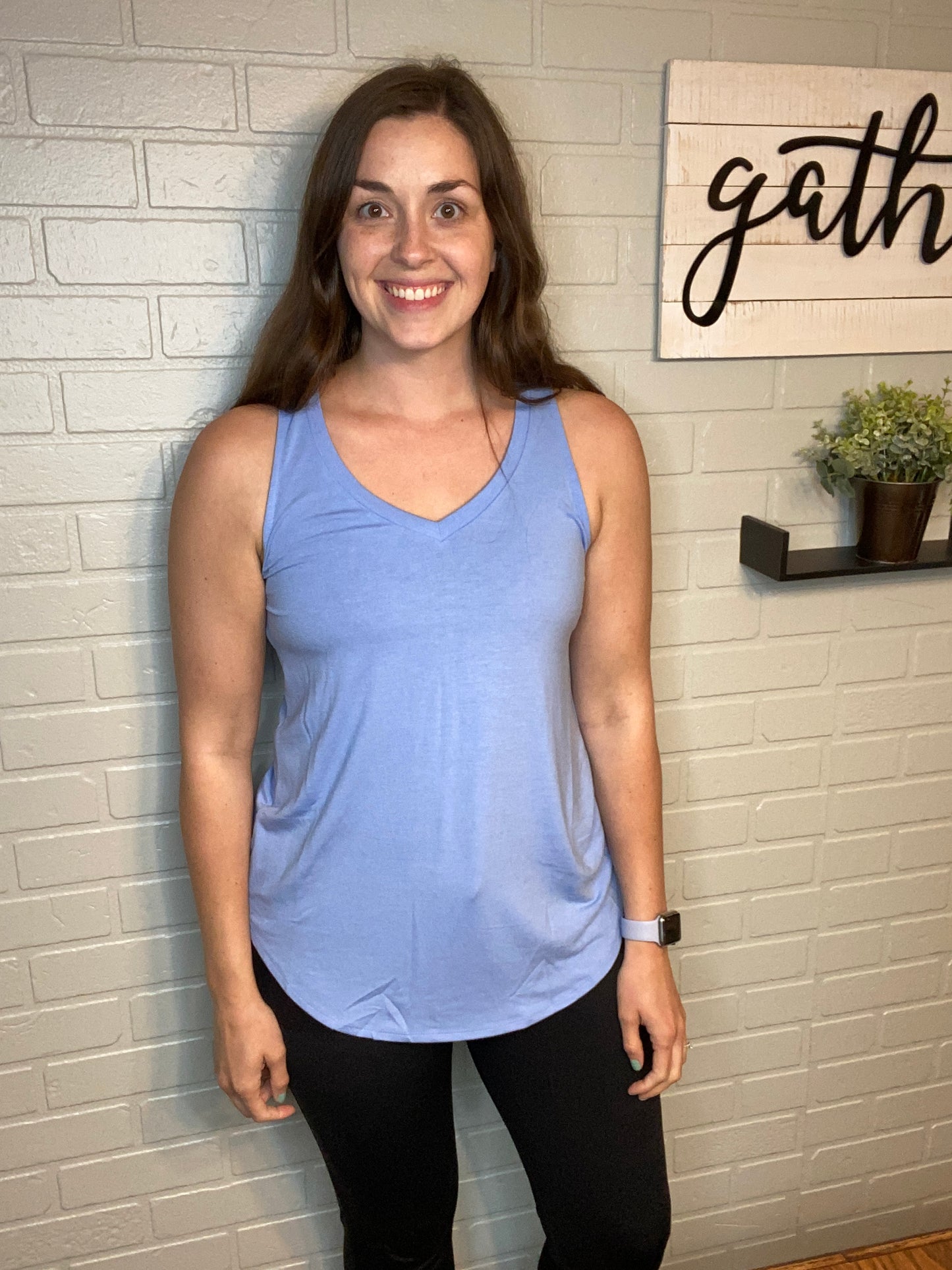 V Neck Solid Tank