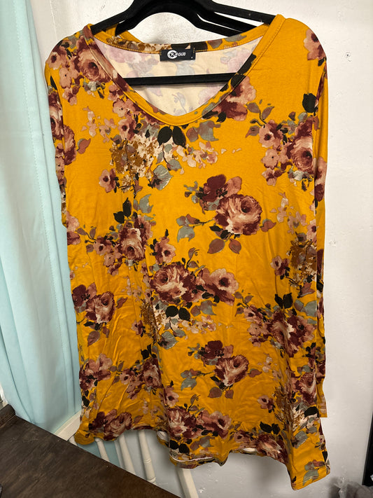 Mustard Floral Long Sleeve Dress