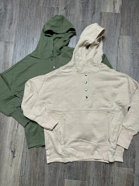 Half Button Pullover Hoodie