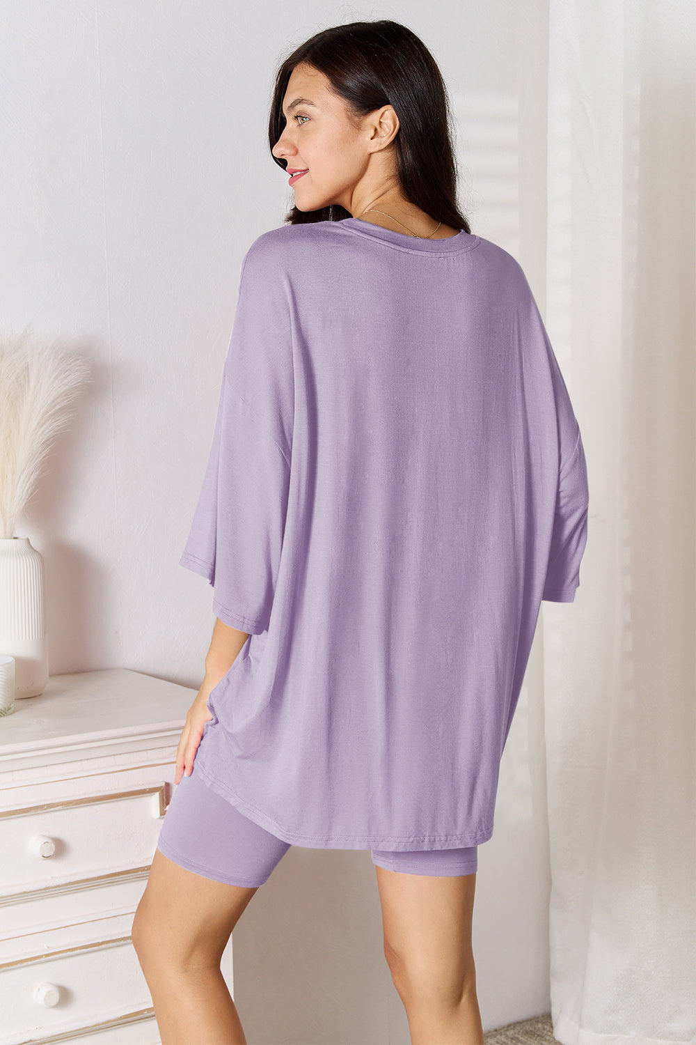 Soft Rayon Three-Quarter Sleeve Set [Online Excusive]