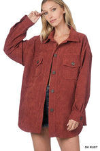 Load image into Gallery viewer, Oversized Corduroy Button Front Shacket [Online Exclusive]