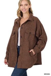Oversized Corduroy Button Front Shacket [Online Exclusive]