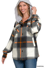 Load image into Gallery viewer, Plaid Drawstring Hooded Fleece Shacket [Online Exclusive]