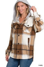 Load image into Gallery viewer, Plaid Drawstring Hooded Fleece Shacket [Online Exclusive]