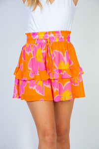 Tangerine Floral Shorts [Online Exclusive]