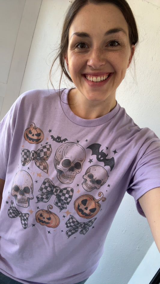 Skulls, Bats, Bows Halloween Tee