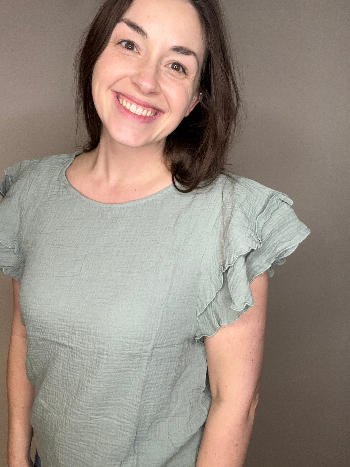 Ruffle Sleeve Gauze Top