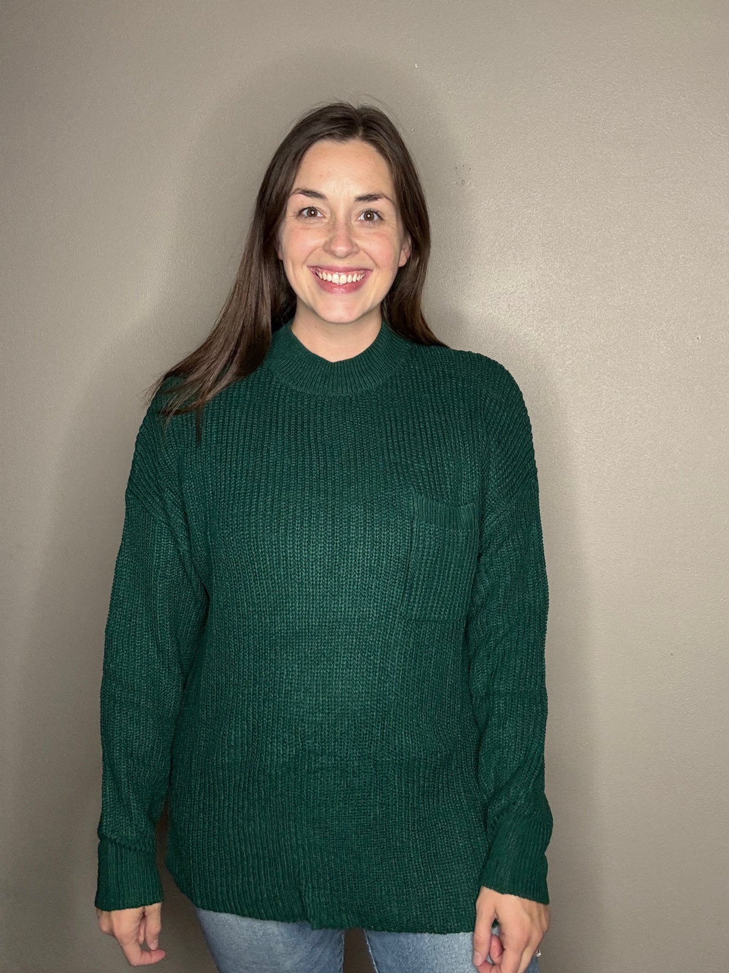 Mock Neck Pocket Sweater