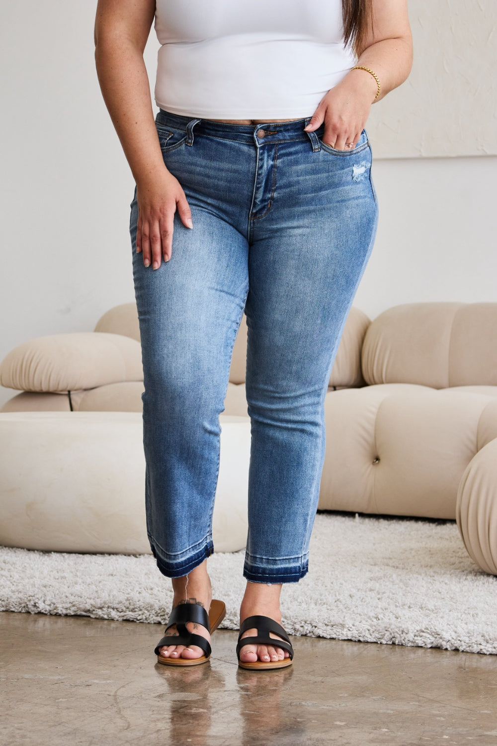 Judy Blue Release Hem Cropped Bootcut Jeans [Online Exclusive]