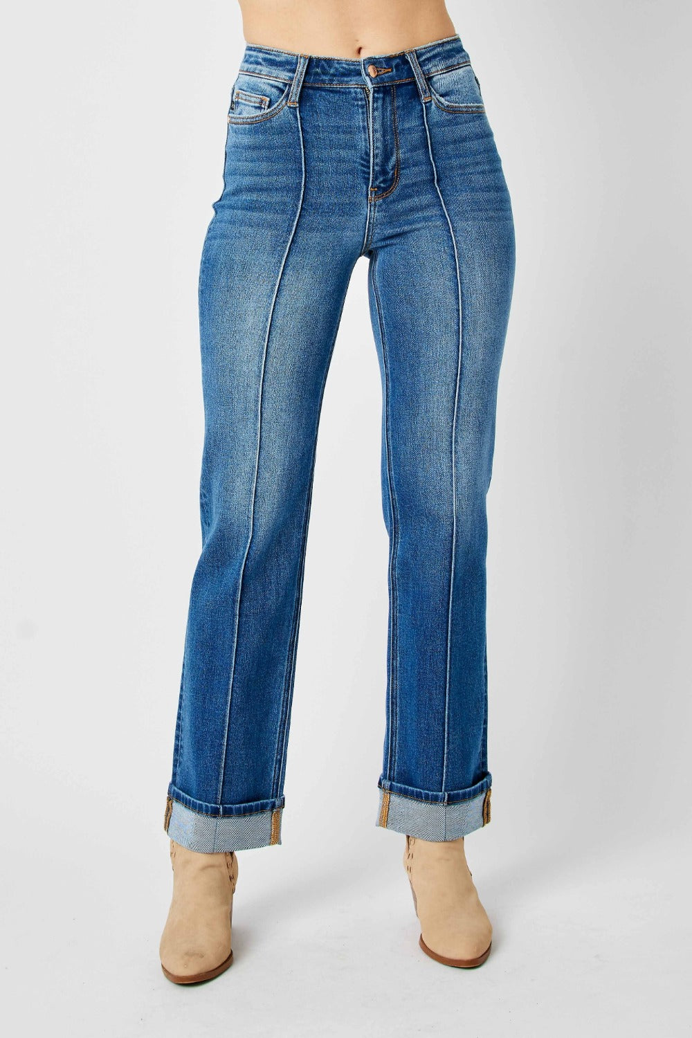 Judy Blue High Waist Front Seam Detail Straight Jeans [Online Exclusive]