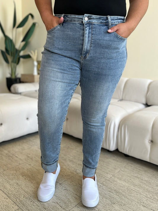 Judy Blue High Waist Cuff Hem Skinny Jeans [Online Exclusive]