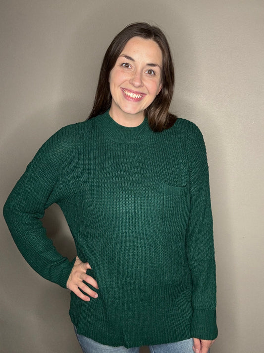 Mock Neck Pocket Sweater