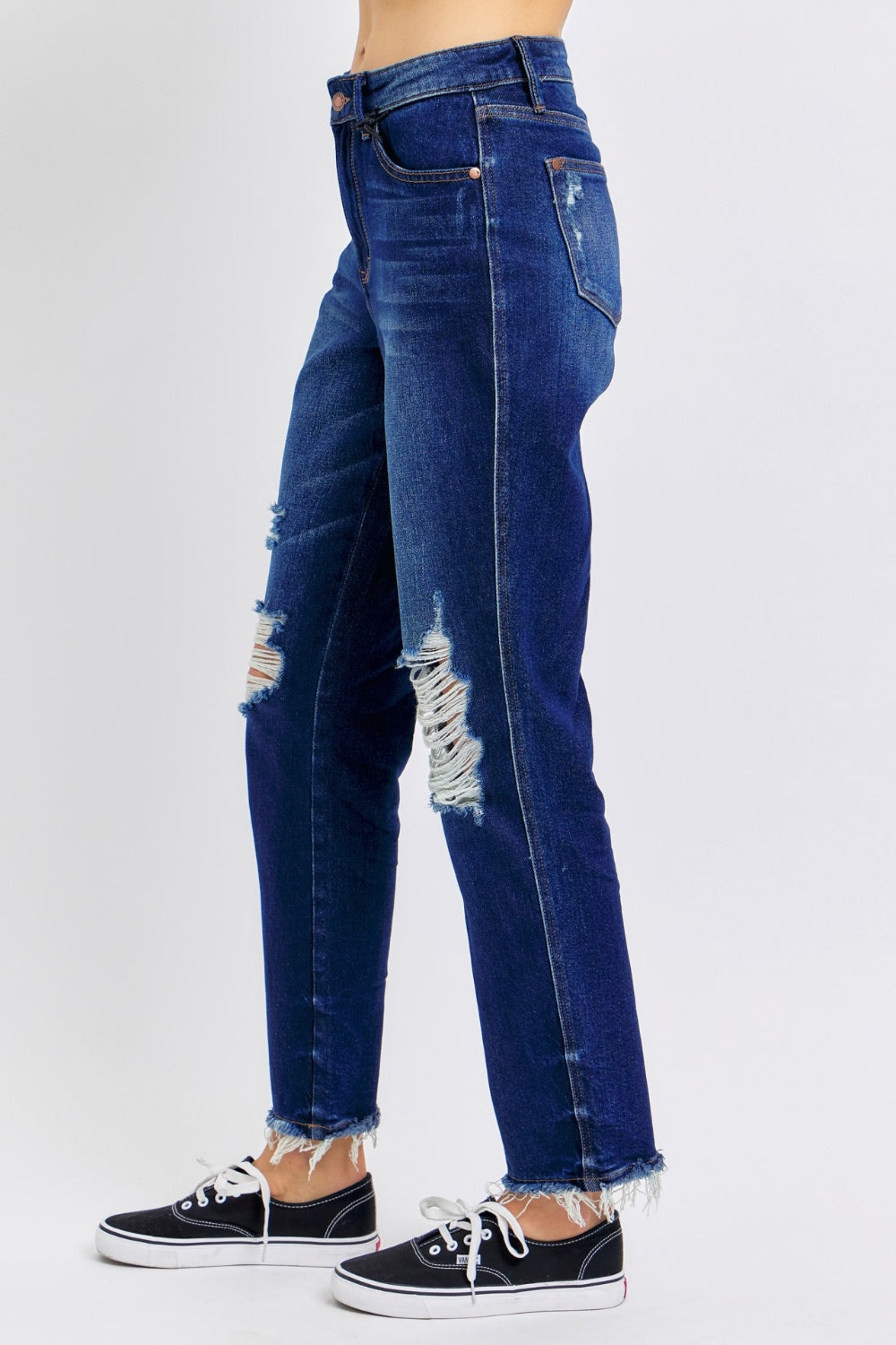 Judy Blue High Waist Rigid Magic Heavy Destroy Straight Jeans [Online Exclusive]