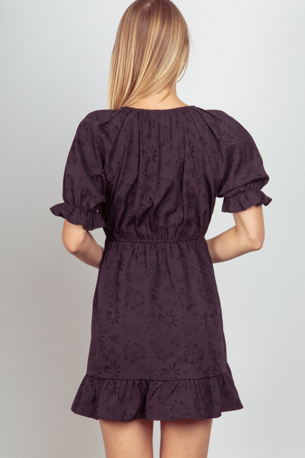 Floral Textured Woven Ruffled Mini Dress [Online Exclusive]