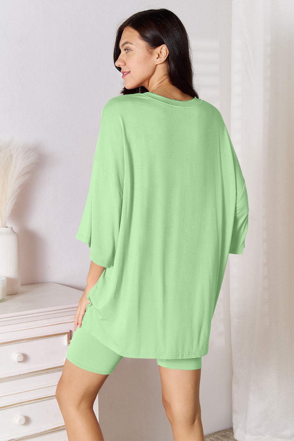 Soft Rayon Three-Quarter Sleeve Set [Online Excusive]