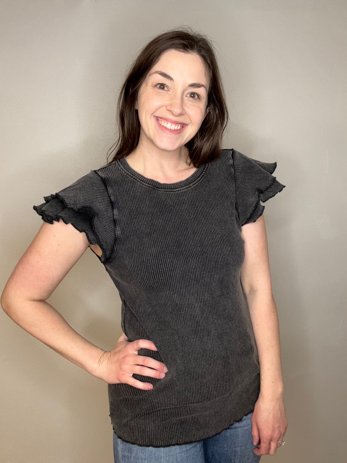 Mineral Washed Ribbed Top