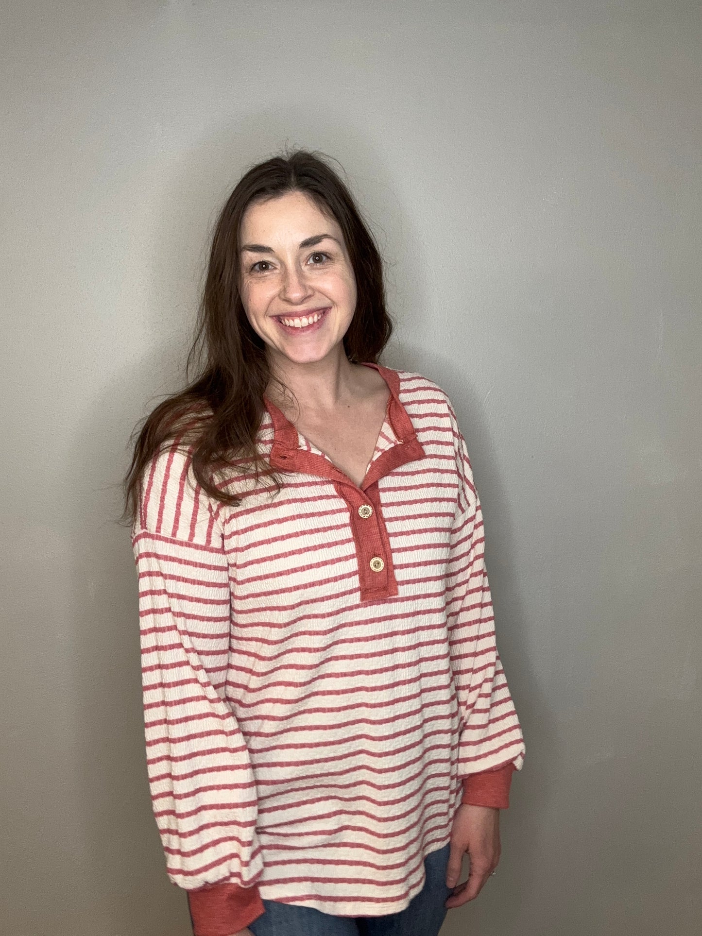 Stripe Button Detail Top