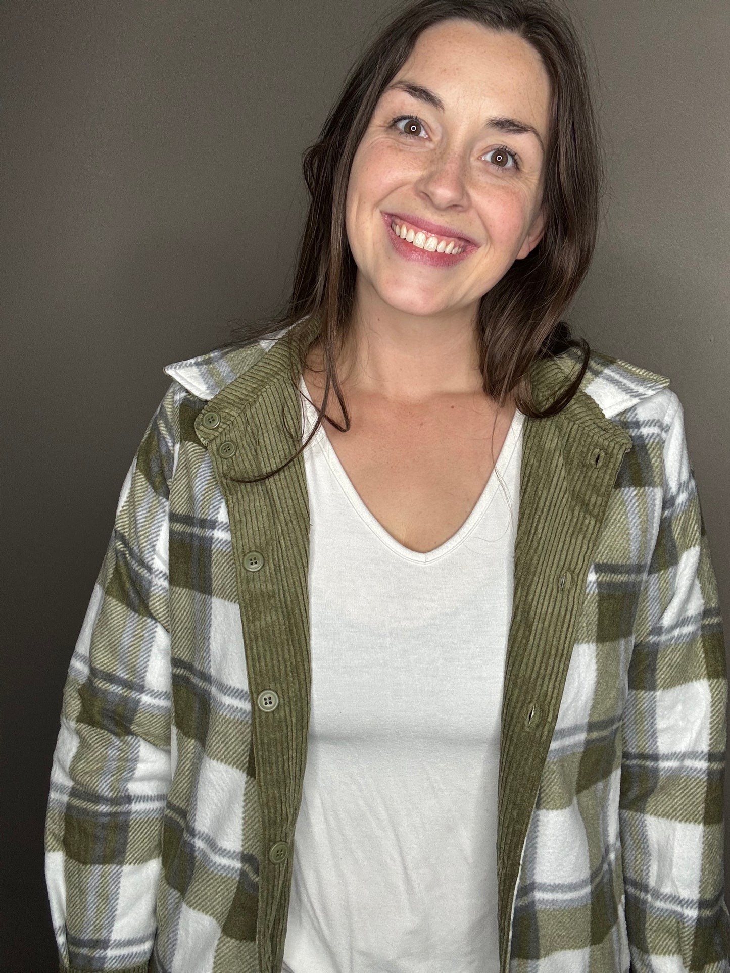 Corduroy & Plaid Flannel Reversible Shacket