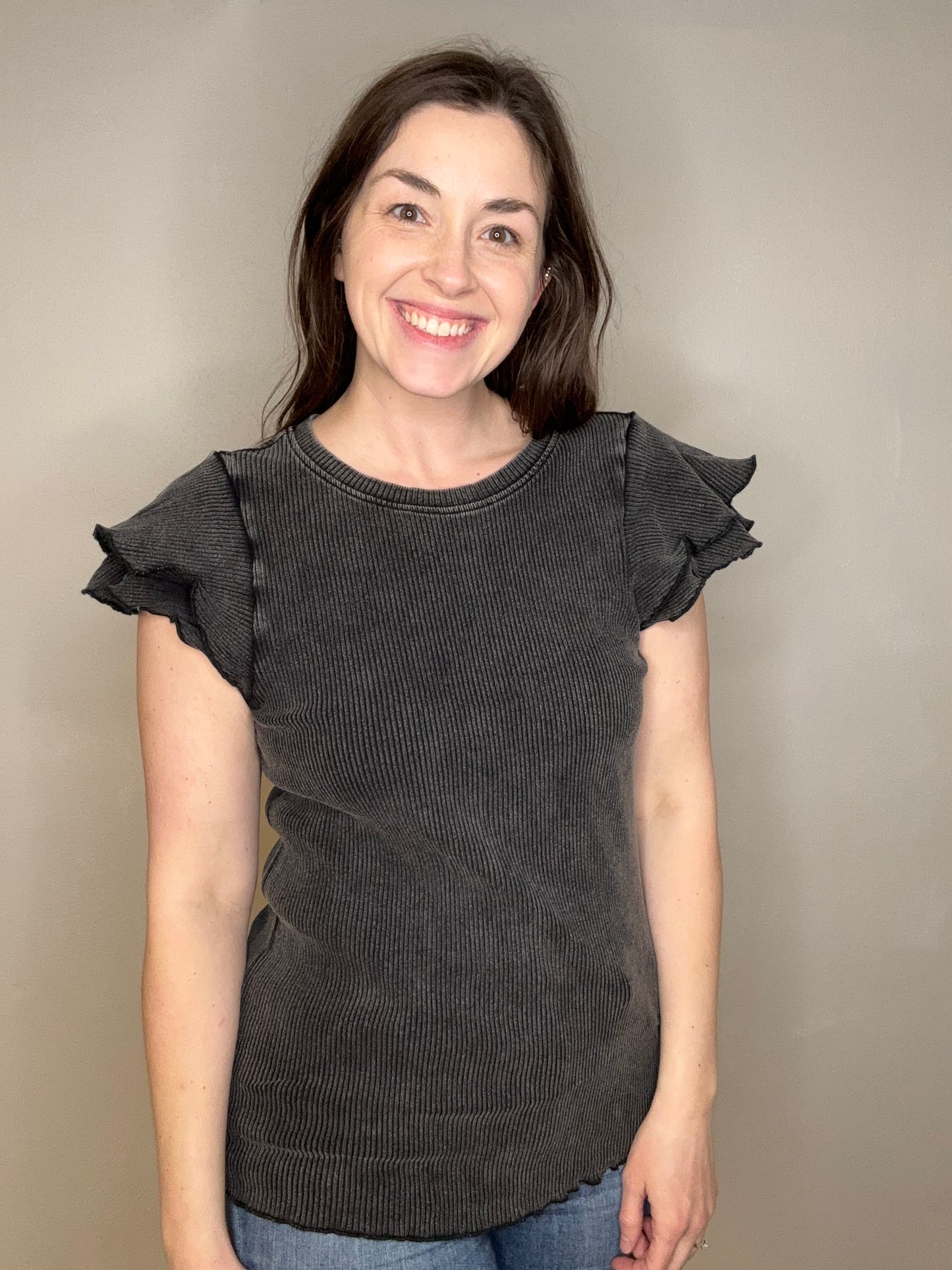 Mineral Washed Ribbed Top