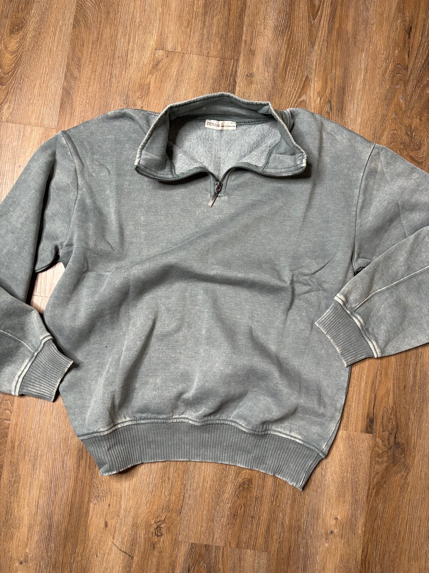 Acid Wash Half Zip Pullover
