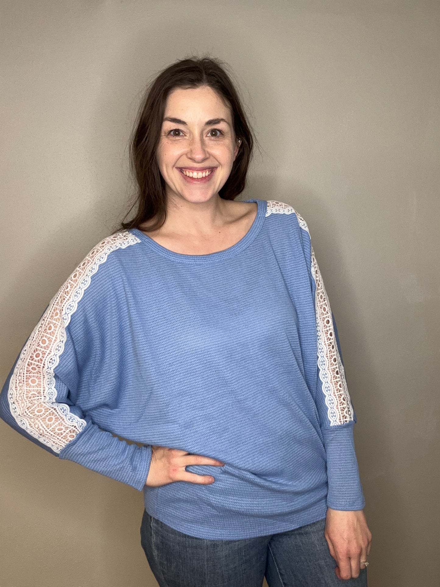 Dolman with Lace Detail on Sleeve