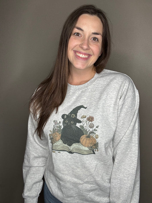 Witch Kitty Reading Crewneck