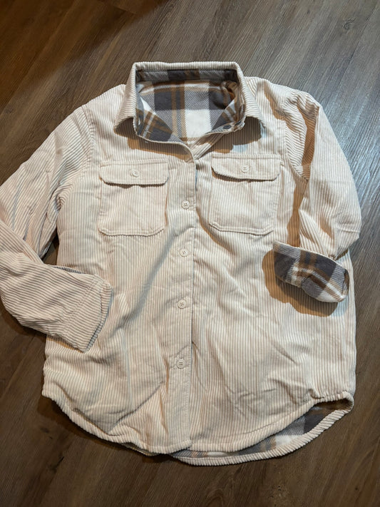 Corduroy & Plaid Flannel Reversible Shacket