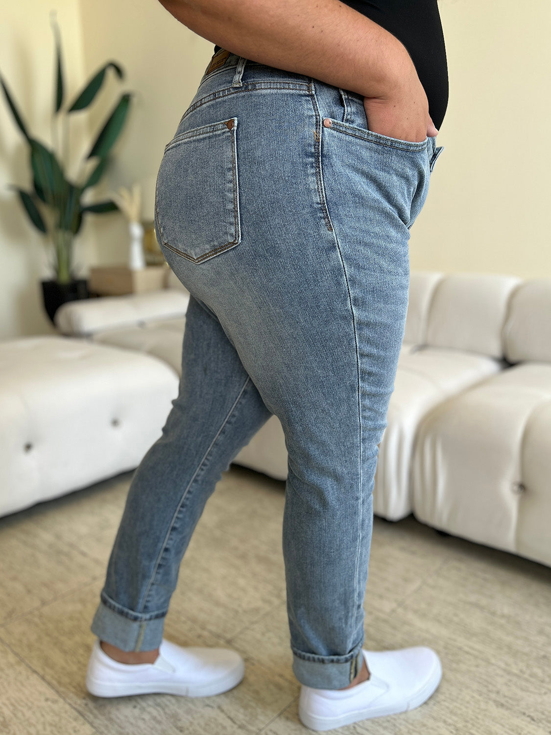 Judy Blue High Waist Cuff Hem Skinny Jeans [Online Exclusive]