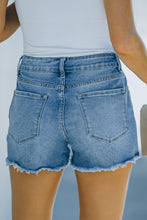 Load image into Gallery viewer, Frayed Hem Distressed Denim Shorts [Online Exclusive]