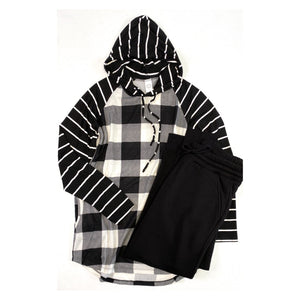 Fabulous in White Plaid Hoodie [Online Exclusive]