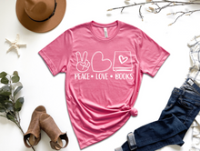 Load image into Gallery viewer, Peace Love Books Tee [Online Exclusive]