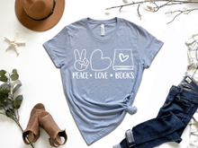 Load image into Gallery viewer, Peace Love Books Tee [Online Exclusive]