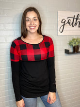 Load image into Gallery viewer, Buffalo Plaid &amp; Black Top