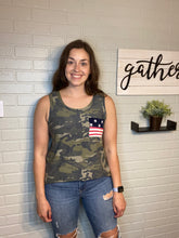 Load image into Gallery viewer, Camo Tank with Flag Pocket