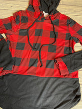 Load image into Gallery viewer, Red &amp; Black Buffalo Plaid Hoodie