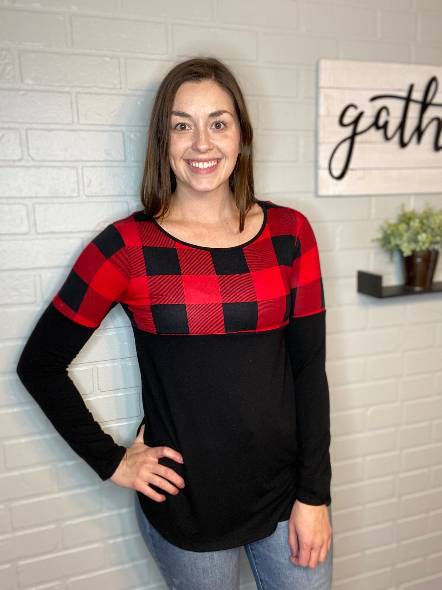 Buffalo Plaid & Black Top